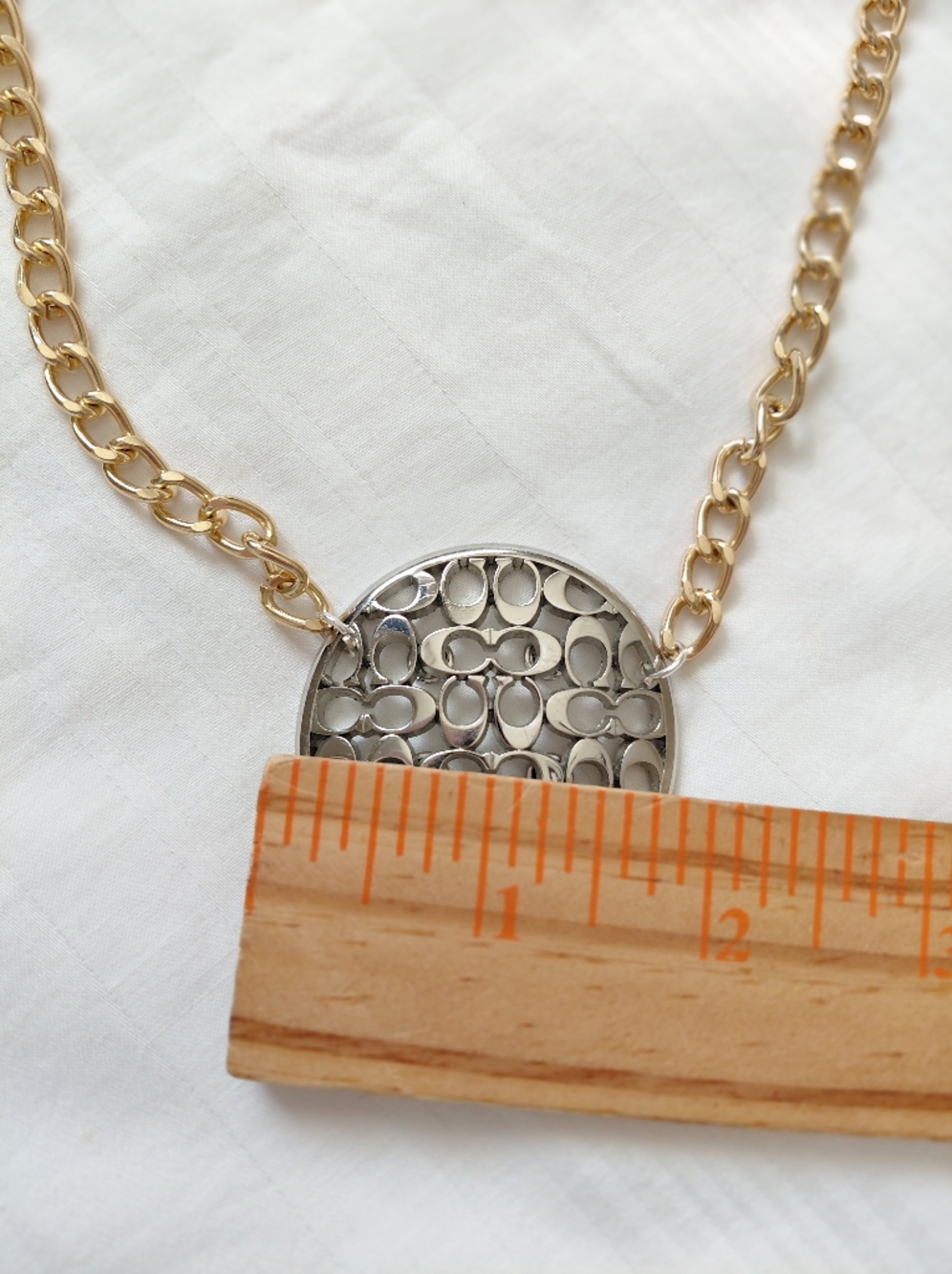 Coach Gold Silver Logo Necklace - Picture 3 of 3